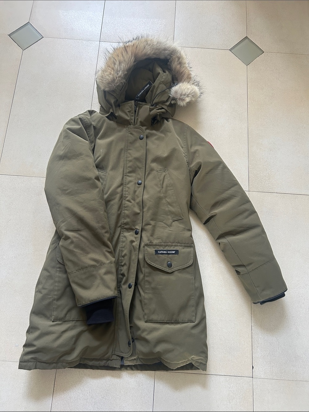 Canada Goose Olive Green Women's Fur-Trim Hooded Parka